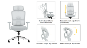 Sedia da <span class=keywords><strong>Ufficio</strong></span> Direzionale Girevole con Schienale Alto in Rete, Telaio in Lega di Alluminio, Ergonomica e Regolabile, Portata Massima 200kg - Product Image 2