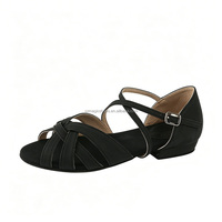Sandales de danse pour femmes et filles, design classique avec devant croisé et bout ouvert, talon bas, semelle en daim souple, personnalisables