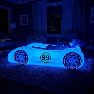 Light Up Blue Race Car Kids <b>Inflatable</b> Travel Bed for Toddlers Camping Home Hotel - Product Image 2