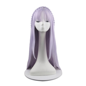 Perruque de cosplay Emilia de Re:Zero - Commencer une nouvelle vie dans <span class=keywords><strong>un</strong></span> <span class=keywords><strong>autre</strong></span> <span class=keywords><strong>monde</strong></span>, perruque tressée d'<span class=keywords><strong>un</strong></span> mètre de long, perruque de costume d'anime, cheveux bleu argenté, pour femme - Product Image 1