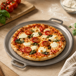 Antihaftbeschichtete Reine Titan-Pizzabackformen Ofenfeste Runde Metall-Servierpfannen mit Griff 13 Zoll Reine Titan-Pizzapfannen - Product Image 3