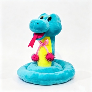 Peluche de serpiente color verde azulado personalizado, serpiente de peluche enrollada y colorida, linda serpiente de peluche con ojos grandes, reptil de color turquesa y amarillo - Product Image 2