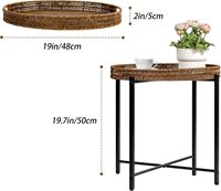 Brauner Kleiner Runder Tisch Kreisförmiger Beistelltisch Geeignet für Innenhof, Wohnzimmer, Schlafzimmer und Büro