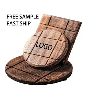 Ensemble de sets de table ronds en bois avec logo personnalisé, assiettes en bois pour la cuisine à usage domestique, tapis de protection thermique en bois, dessous de plat artistique, coussin isolant thermique - Product Image 1