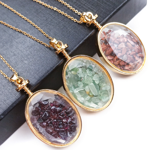 Pendentif Bouteille à Vœux Elliptique en Strass de Cristal Tendance, Collier Bouteille à Message avec Chaîne, Cadeau, Accessoires de Bijoux de Mode - Product Image 1
