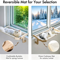Hamac de fenêtre pour chat sans perçage, siège en bois pour chat sur le rebord de la fenêtre, lit robuste pour chats d'intérieur