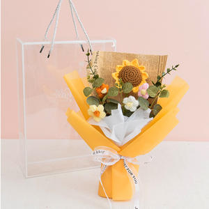 กล่องใส่ช่อดอกไม้ทำจากไหมพรมทำจากขนสัตว์ผ้าถักดอกไม้ประดิษฐ์สำหรับดอกทานตะวันงานถักด้วยมือ - Product Image 6