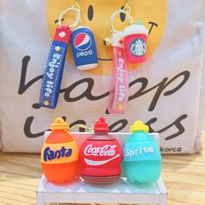 Porte-clés miniature en forme de <span class=keywords><strong>bouteille</strong></span> de boisson, breloque mignonne en forme de canette de soda et de thé aux perles, cadeau créatif et original pour sac - Product Image 4