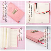 B6 couverture en cuir journal intime rose 116 feuilles cahier avec mot de passe serrure codée épais bloc-notes école papeterie Journal