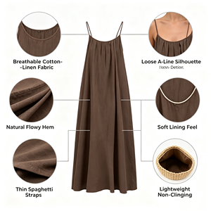Vestido de <span class=keywords><strong>mujer</strong></span> personalizado sin espalda, estilo camisero, maxi, holgado, talla grande, para vacaciones de verano - Product Image 2