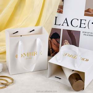 Custom Logo Luxury White Paper <b>Packaging</b> <b>Bags</b> with Ribbon Handle for Watches & Jewelry Recyclable - Product Image 6