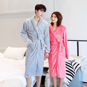 Peignoir en flanelle épaissie automne hiver Style décontracté <span class=keywords><strong>grande</strong></span> <span class=keywords><strong>taille</strong></span>; Pyjamas en polaire corail pour hommes femmes Couples <span class=keywords><strong>Homewear</strong></span> - Product Image 4
