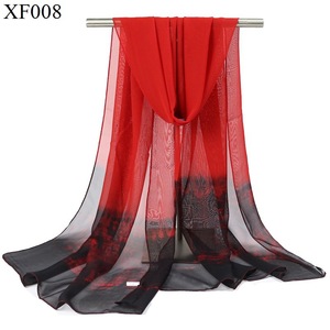 Echarpes d'été en mousseline froide pour femmes Echarpes légères <span class=keywords><strong>AliExpress</strong></span> Fashion Gradient Color Scarves Print Shawl Wraps - Product Image 2