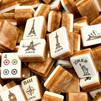 Jeu de tuiles de mahjong en marbre, tuiles multicouches en acrylique couleur chocolat au lait, décoration pour la maison