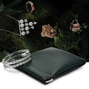 Pochette à bijoux en cuir vert foncé de qualité supérieure, petite, avec fermeture éclair, organiseur de voyage pour bagues, bracelets, colliers et boucles d'oreilles - Product Image 2