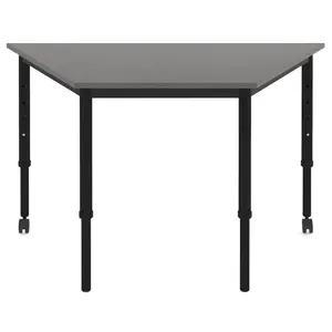 Combined trapezoid top hard plastic school table desk and chair for sale metal base PP seat