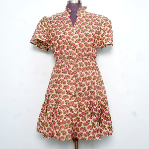 Nouvelle arrivée, robe moderne indienne bohème à imprimé floral, en coton tricoté, coupe évasée, col rond, manches longues, boutonnée, pour soirée, de haute qualité, respirante - Product Image 1