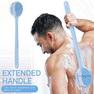 Custom Logo Long-Handle Body Brush Double-Sided Soft Silicone Tool Skin Friendly Exfoliating Massage for Easy <strong>Back</strong> <strong>Scrubbing</strong> - Product Image 4