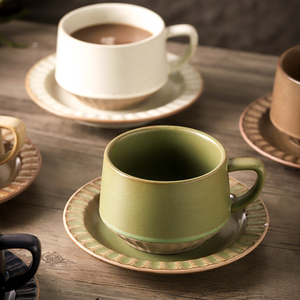 Venta al por mayor nórdico Retro creativo gres colorido moderno té de la leche taza de café de cerámica Juego de platillos - Product Image 3