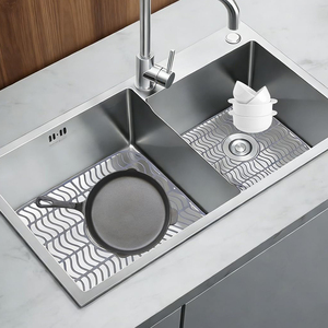 Tapis <span class=keywords><strong>de</strong></span> protection <span class=keywords><strong>de</strong></span> cuisine antidérapant et résistant à la chaleur pour évier en silicone avec trou <span class=keywords><strong>de</strong></span> vidange central - Product Image 4