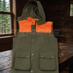 Chaleco de Forro Polar con Capucha para Hombre, Informal, Transpirable, para Invierno, Color Verde Oliva y Naranja, Ropa de Trabajo, Caza, Talla Personalizada, Sin Mangas, Utilitario - Product Image 3