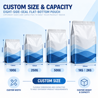 Sachet personnalisé en aluminium à huit soudures latérales pour flocons d'avoine avec marquage à chaud pour la vente au détail et la vente en gros