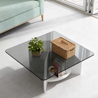 Table basse moderne de luxe léger en verre trempé et plateau en marbre avec structure en bois durable, directement de l'usine Donna Furniture, pour salon
