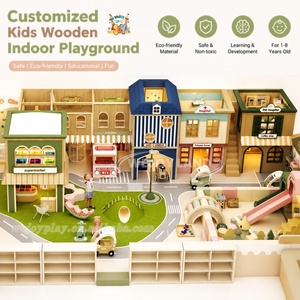 Maisonnette de jeu en bois personnalisée pour enfants, à deux niveaux, colorée, équipement de terrain de jeu intérieur pour enfants, café de jeu pour enfants - Product Image 1