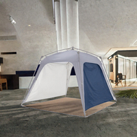 Tente Pop-Up Double Couche Entièrement Automatique en Polyester Bleu pour Camping en Plein Air, Épaisse, Imperméable et Anti-UV, Portable