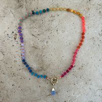 Collier Dopamine en acier inoxydable plaqué or vintage avec perles de diamant, ne se décolore pas