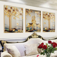 Peinture personnalisée pour salon, décoration moderne de la maison, peinture abstraite d'animaux et de paysages, peinture sur porcelaine de cristal, art mural, décoration de la maison, luxe