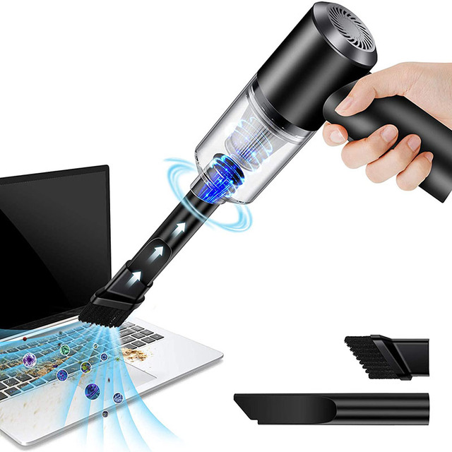 Handheld Cordless Vacuum Cleaner with LED Light,USB Rechargeable Mini Wet and Dry Vacuum Cleaner,White and Black