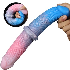 LUUK Unique Design Coquettish Red Whole Body Granular Double Head <b>Dildos</b> Realistic Penis for Women - Product Image 1