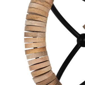 Scultura moderna in metallo e legno di mango a forma di sfera per decorare l'ufficio o la casa. - Product Image 4