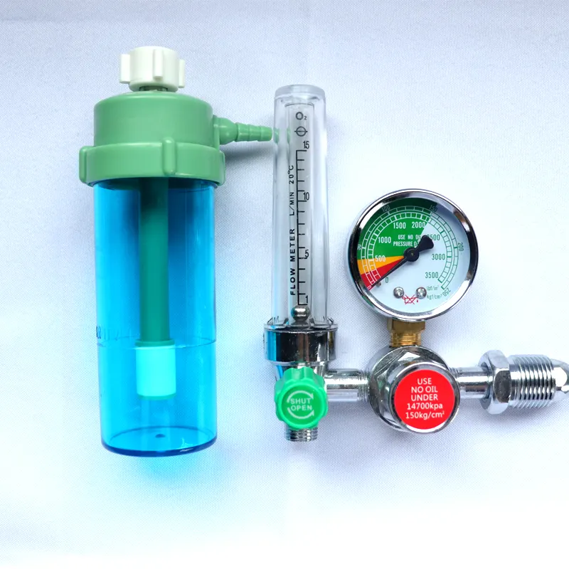 Régulateur d'oxygène médical de haute qualité, débitmètre d'oxygène avec humidificateur, régulateur d'oxygène cylindre médical