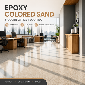 Peinture pour sols en béton effet marbre auto-nivelante haute brillance CaiTu à base de résine époxy et de sable coloré, haute dureté, fût de 20 kg - Product Image 2