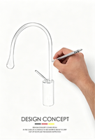 Robinet de lavabo moderne en céramique à montage sur plan, monocommande, finition polie, eau chaude/froide, rotatif et surélevé pour usage domestique