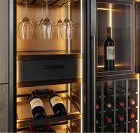 Vitrine réfrigérée en acier inoxydable intégrée personnalisée haut de gamme pour vins rouges refroidissement à température constante à la maison