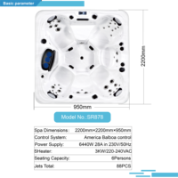 Sunrans-Bañera de hidromasaje con sistema de Balboa para 6 personas, bañera de hidromasaje Plug and Play para patio, spa, masaje, natación grande