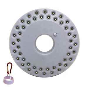 Portable Camping Lantern 48 LED AA Battery <strong>Magnet</strong> Carabiner Hanging Tent Lamp White Flag Light Round Shape - Product Image 1