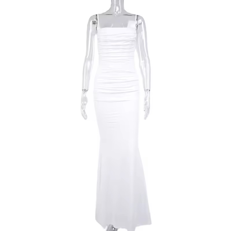 solid sleeveless side zipper slit irregular dress Mock Neck Sleeveless Sheer Mesh Spliced Maxi Dress Elegant Cinched Waist Zipper Side Ruched Evening Dress