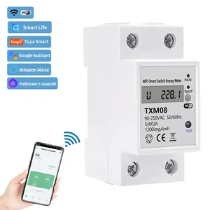 Tuya 60a Din Rail Wifi Slimme Energiemeter Timer Power Monitor Kwh Meter Wattmeter Smart Life Alexa Google Home
