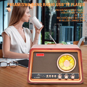 Radio de Emergencia Retro Estyle <span class=keywords><strong>R</strong></span>-2099BT Multibanda de Madera con Reproductor MP3, AM/FM, Carga USB, Batería de 1501-2000mAh y Ranura para Linterna - Product Image 2