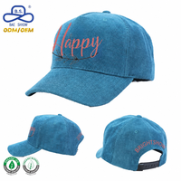 Casquettes de baseball 5 panneaux en velours côtelé de qualité supérieure certifiées GRS, imprimées avec des lettres, pour un usage quotidien décontracté unisexe, fabriquées par une usine OEM.