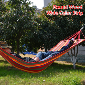 Hamac simple en toile anti-retournement avec barre de maintien en bois, pour le camping et les loisirs en plein air - Product Image 3
