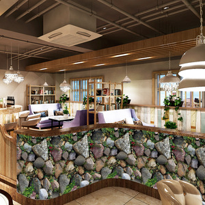 3D สติ๊กเกอร์ติดผนังหินวอลล์เปเปอร์แบบมีกาวในตัว 45 ซม.x10 ม. กันน้ำ PVC ตกแต่งบ้านสไตล์ชนบท SA-1032 - Product Image 4