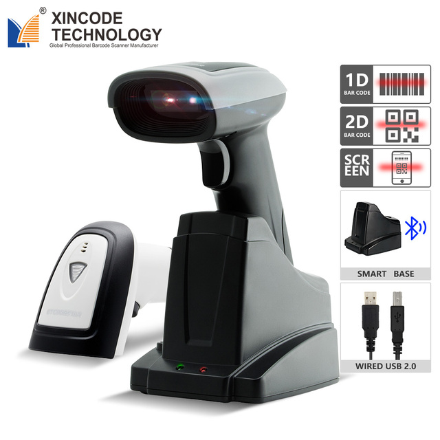 Xincode 2D Wireless Bar Code Scanner 1D/2D Barcode Reader Handheld Barcode Scanner QR Code Reader with Charging Cradle