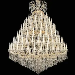 Grande luxo salão de banquetes lustres luzes pingente iluminação lustre cristal