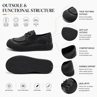 Chaussures décontractées pour femmes en cuir texturé noir à plateforme, antidérapantes et respirantes, prix de gros