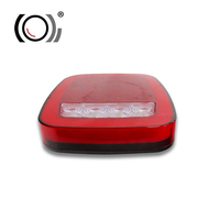 Feu arrière carré LED 12V 13.6W pour camion, avec yeux d'ange, rouge et blanc, pour frein, stop, clignotant et feu de position latéral, pour remorque
